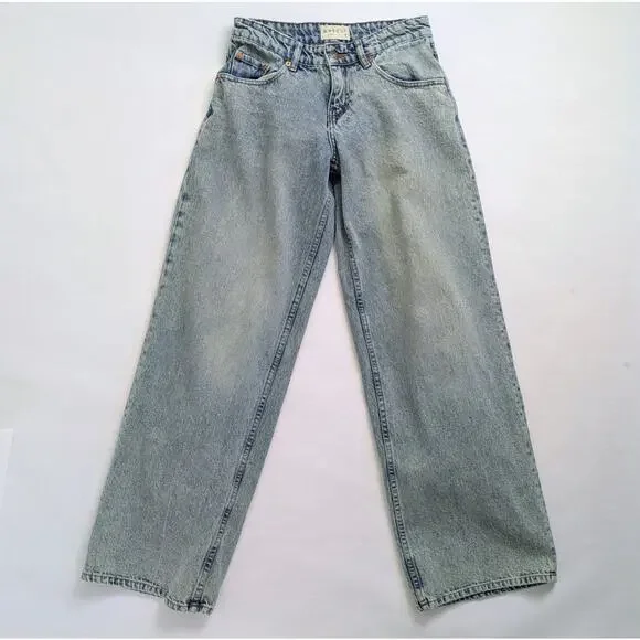 Motel Denim Jeans Womens W 28 L 34 Blue Wide Leg 100% Cotton Low Rise Rigid - Picture 1 of 11